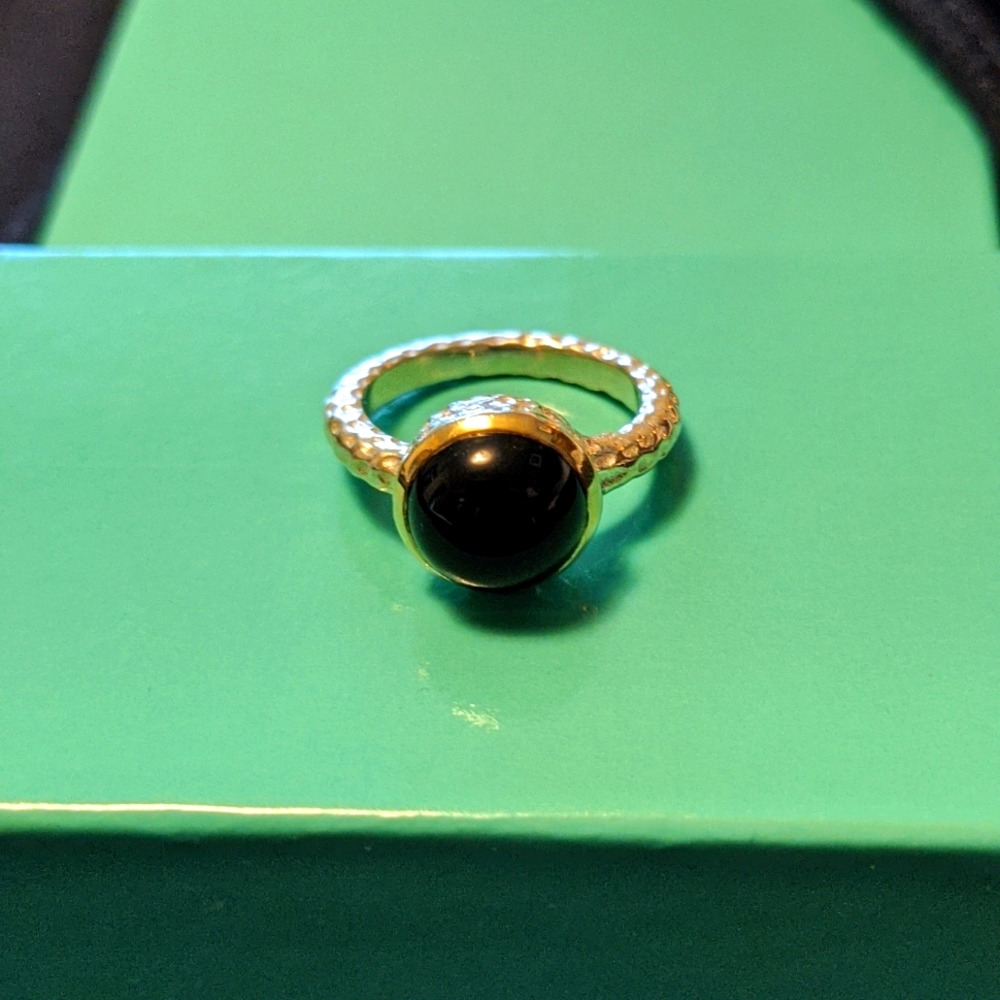 Black Stone Sterling Silver Ring - image 2